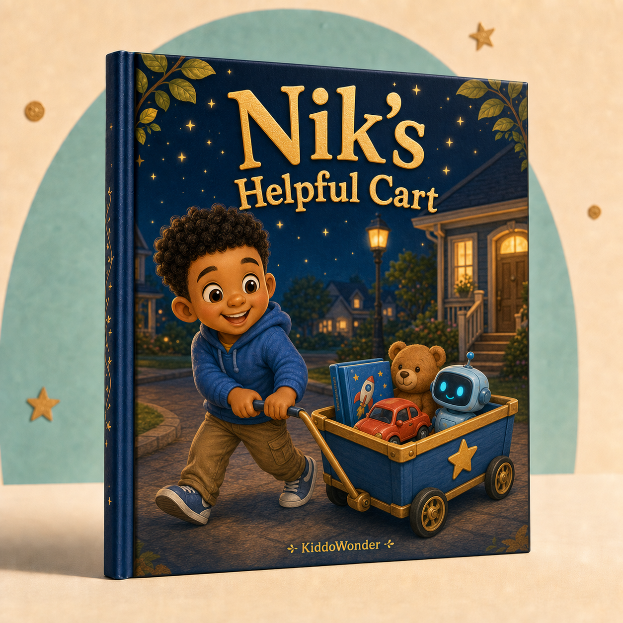 Nik's Helpful Cart personalized children's book cover