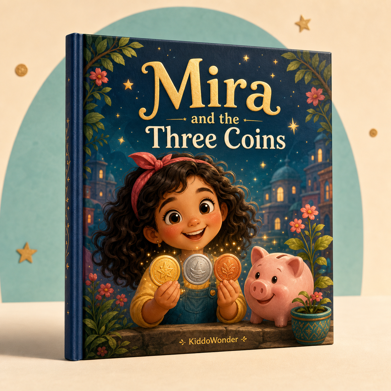Mira and the Three Coins personalized children's book cover